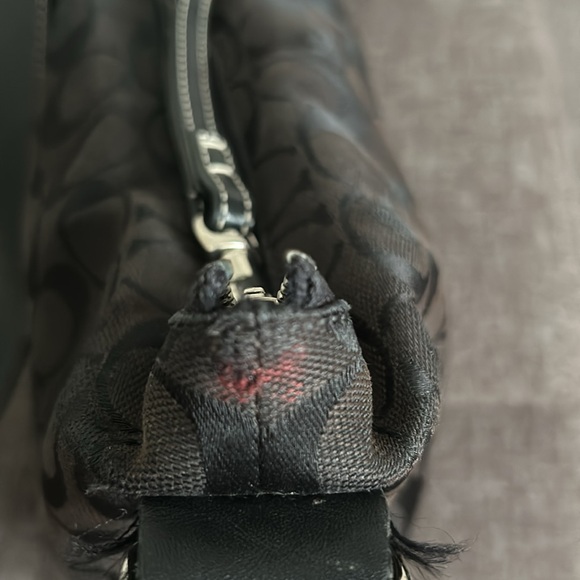 VTG Coach Black Canvas Signature Monogram Crossbody Bag White Stitching K2K-6347 - Picture 15 of 15